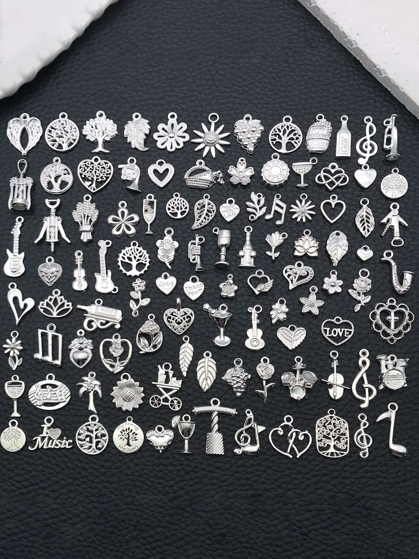 100pcs Mix Bulk Alloy Assorted Silvery Charms Mini Pendant Earring for DIY Jewelry Making Handmade Bracelet Earrings Necklace Crafts Accessories DIY Pendants Charm Accessory