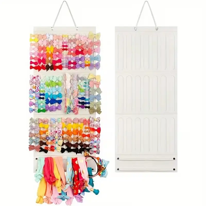 Local warehouseCute Felt Storage Bag Compatible For Hairpins, Bows, Clips & Headdresses - Solid Color Hanging With Wall Or Freestanding Display, Felt Hair Accessory