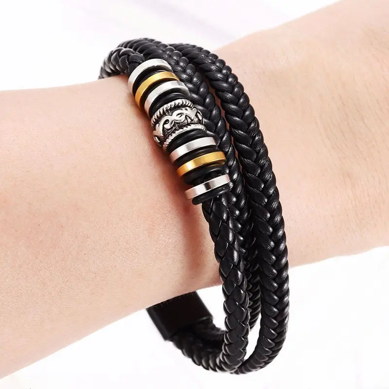 Men's Vintage Cross Bracelet with Secure Magnetic Closure, All-Match Stackable Casual Jewelry for Daily Party Wear, Bracelets