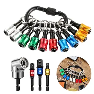 14pcs Socket Hex Rod Holder Keychain, Quick Release Screwdriver Extension Tool, 105 Degree Right Angle Driver Head, Multi-Color