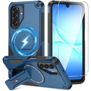 Caka for Samsung Galaxy A17 /A26 5G Case [Compatible with MagSafe] [Invisible Kickstand] [HD Screen Protector], Protective Magnetic Phone Cover for Galaxy A17 4G /5G & A26 5G 2025 - Blue