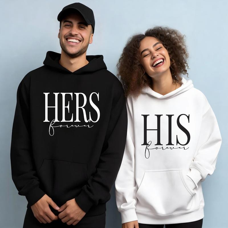 Couple's Valentine HERS & HIS Forever Matching Hoodie Set Daily Casual Wear Fashion Top Soft Comfortable Fabric Romantic Exclusive Vibe Pattern