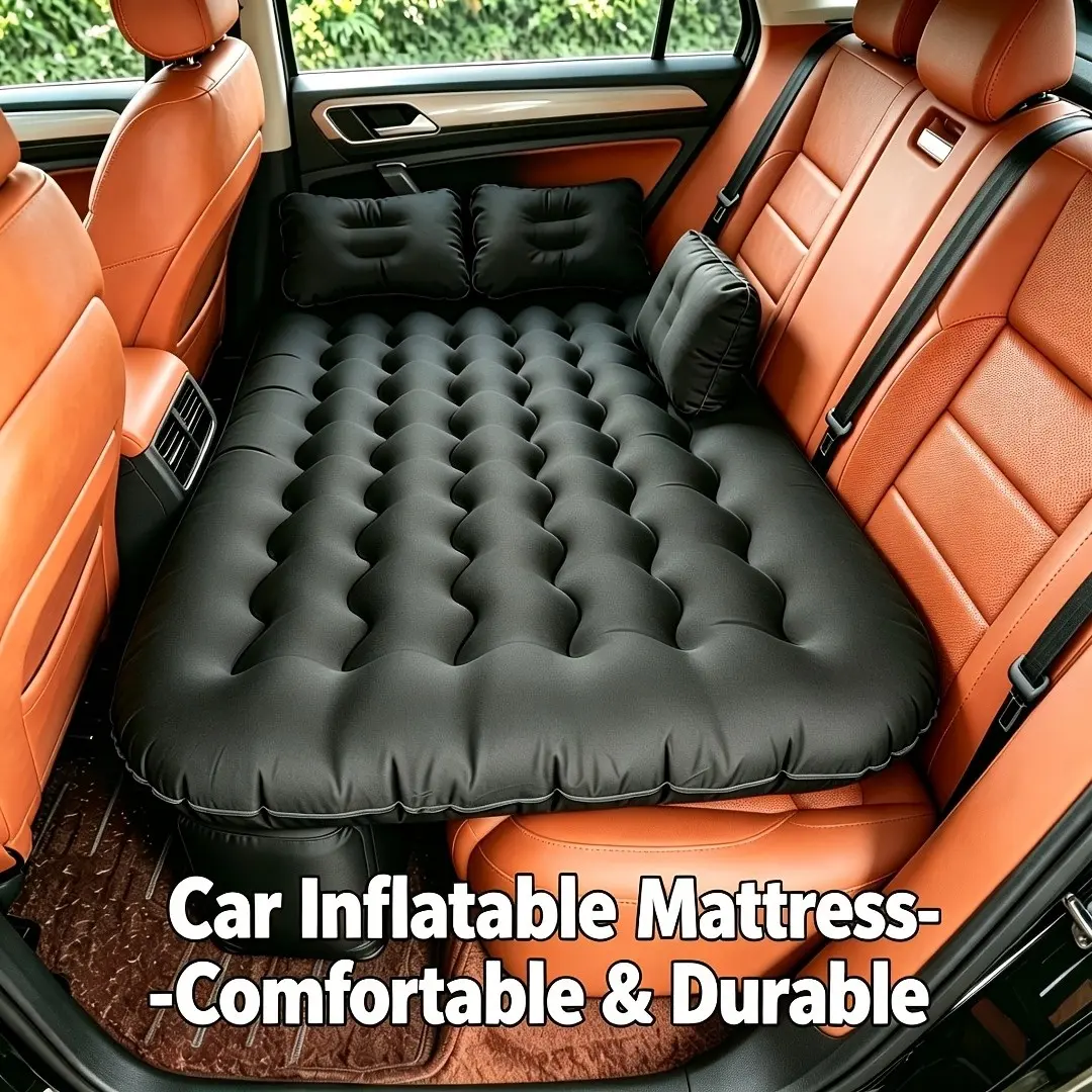 Outdoor Inflatable Bed Portable Inflatable Car Mattress, Including Repair Additions And Storage Bag, Made of PVC Material, Available in Light Beige/Blue/Black/Gray Colors, SUV Inflatable Bed, Suitable for Rear Seat Sleep, Outdoor Camping Travel