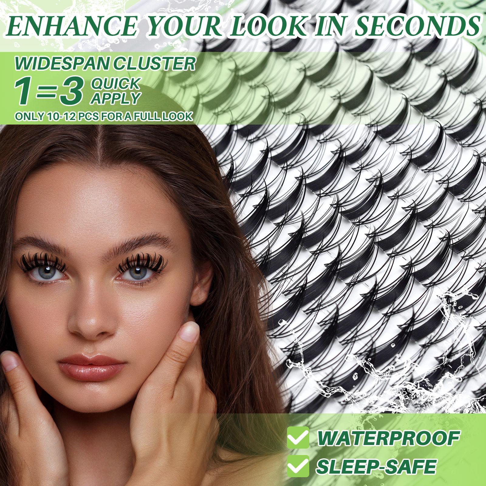 Mixed Length Lash Clusters Kit, 8-18mm Eyelash Clusters, D Curl Wide-Span DIY Eyelash Extensions Kit, Individual Fake Eyelashes Clusters Kit, Lashes Bond Seal