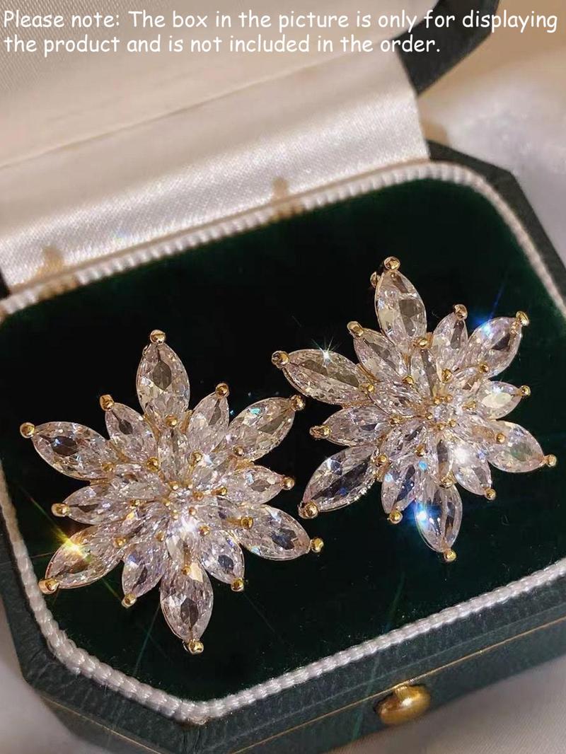 Snowflake Design Rhinestone Stud Earrings, Elegant Exquisite Jewelry for Women, Trendy Accessories for Party and Daily Life, High Quality Earrings