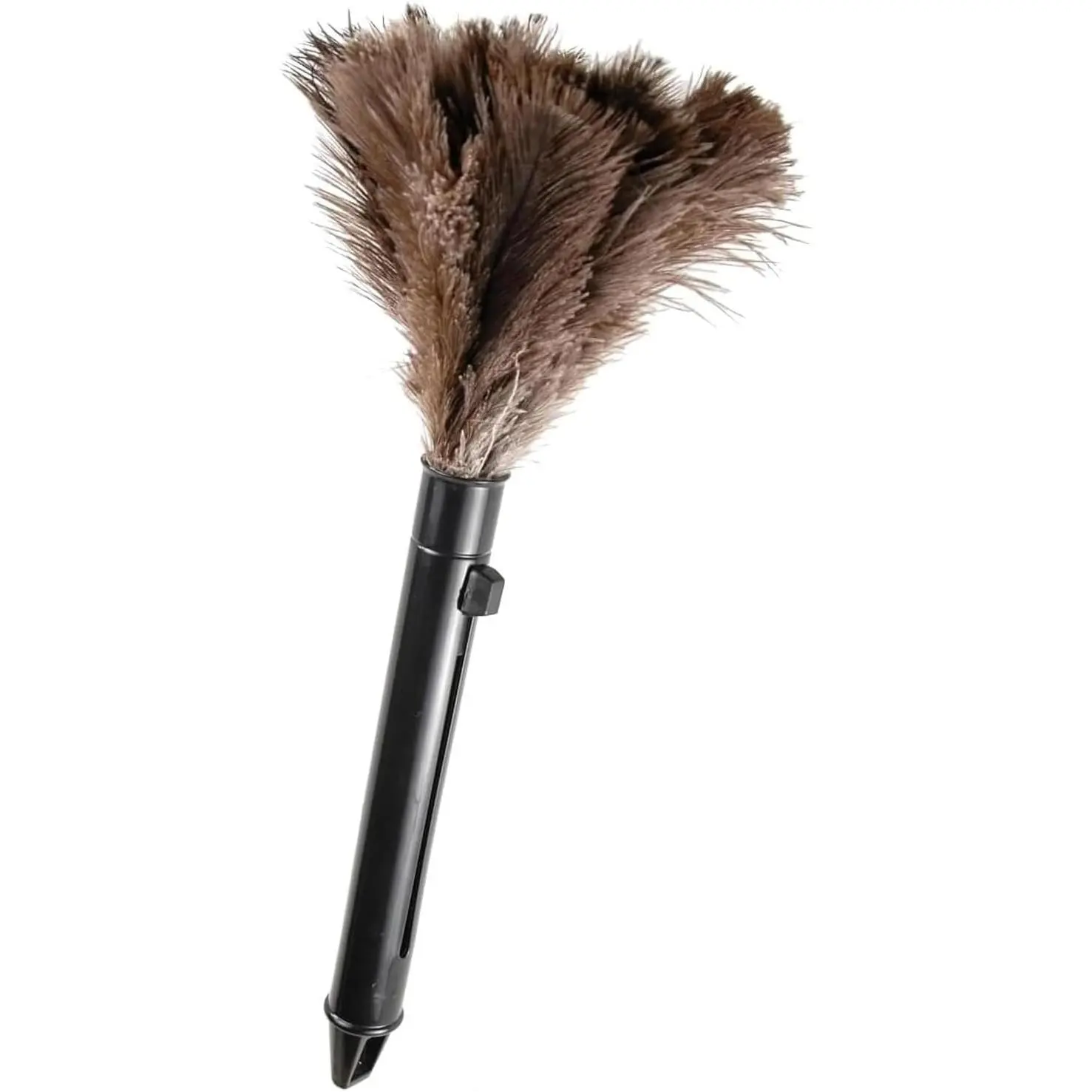 1-Pack Handheld Retractable Genuine Ostrich Feather Duster - Anti-Static, Reusable, Eco-Friendly Cleaning Tool, 10-15 In Extendable for Home, Office