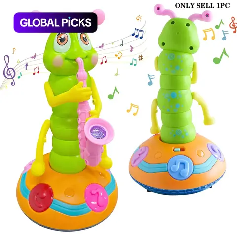 Cute Caterpillar Saxophone Toy, 1 Box Light-Up Electric Singing & Dancing Insect Play Toy for Kids, Birthday Gift #GLOBAL PICKS