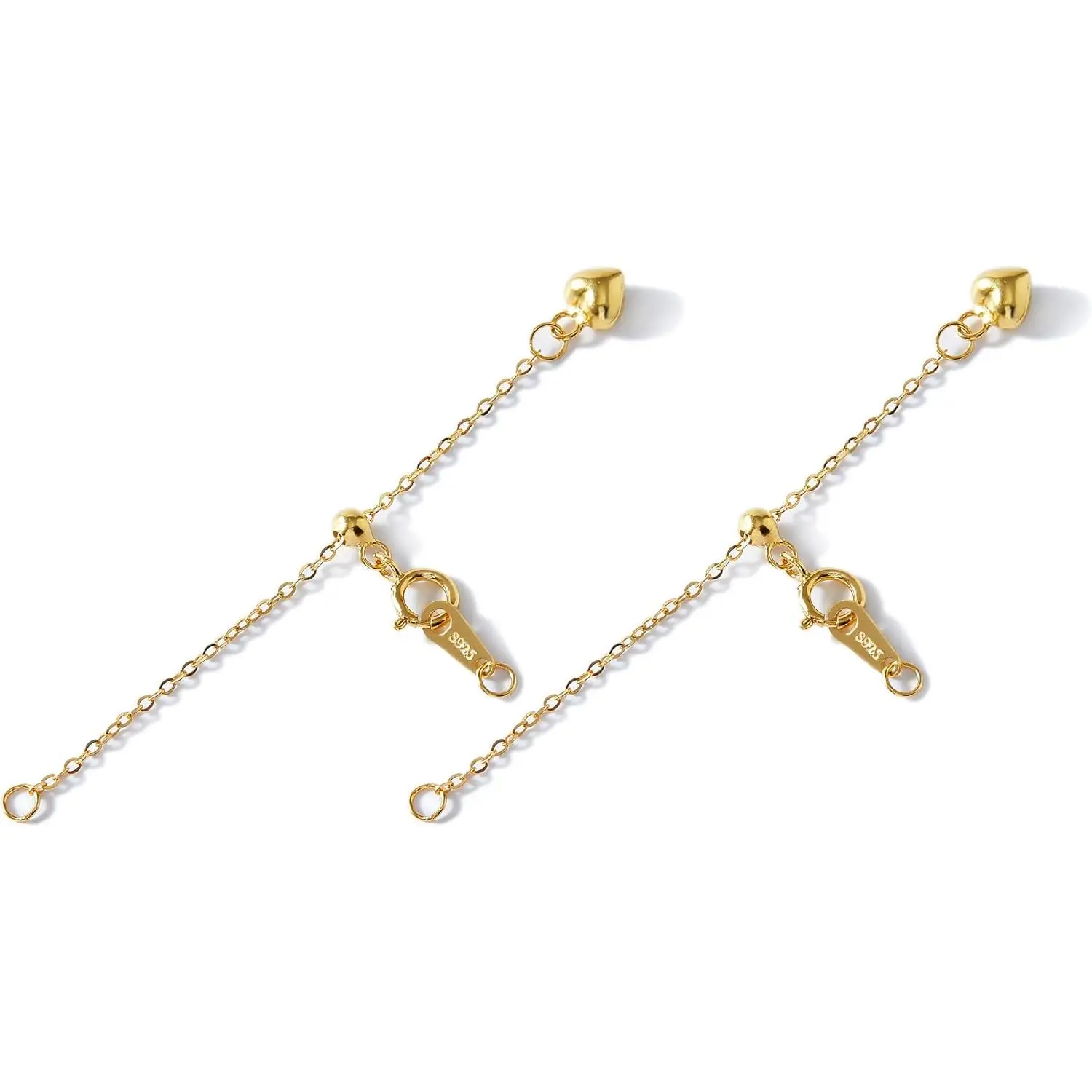 925 Sterling  Golden Necklace Extenders, Adjustable 2-Inch in  18K  Plated Extension Chains for Necklaces and Bracelets,Necklace Layering