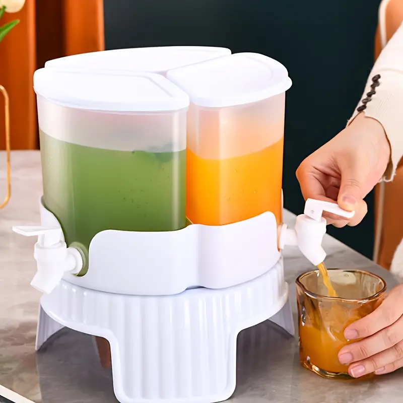 1 5.2 liter heavy duty rotary beverage dispenser, 5.2 liter/169 oz heavy duty plastic beverage dispenser, 3-compartment water dispenser, suitable for parties, weddings, kitchenware, Juice Dispenser, Drinking Dispenser