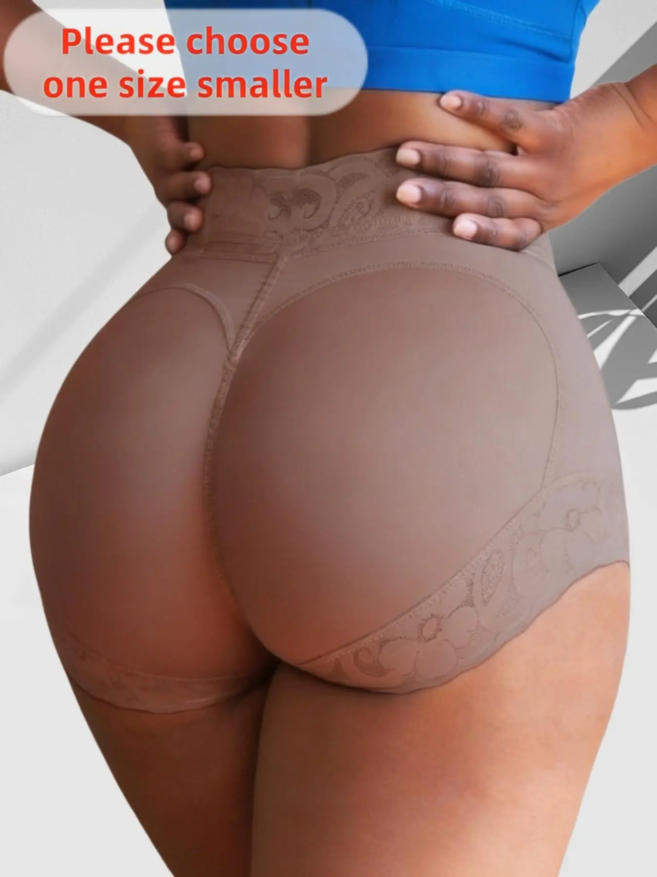 1 Count Women's Tummy Control Sexy Lace Trim Shapewear Shorts, Butt Lifting Body Shaper Panties, Underwear, Solid Color Breathable Stretchy Fabric, Seamless Bottoms, Suitable For Various Occasions
