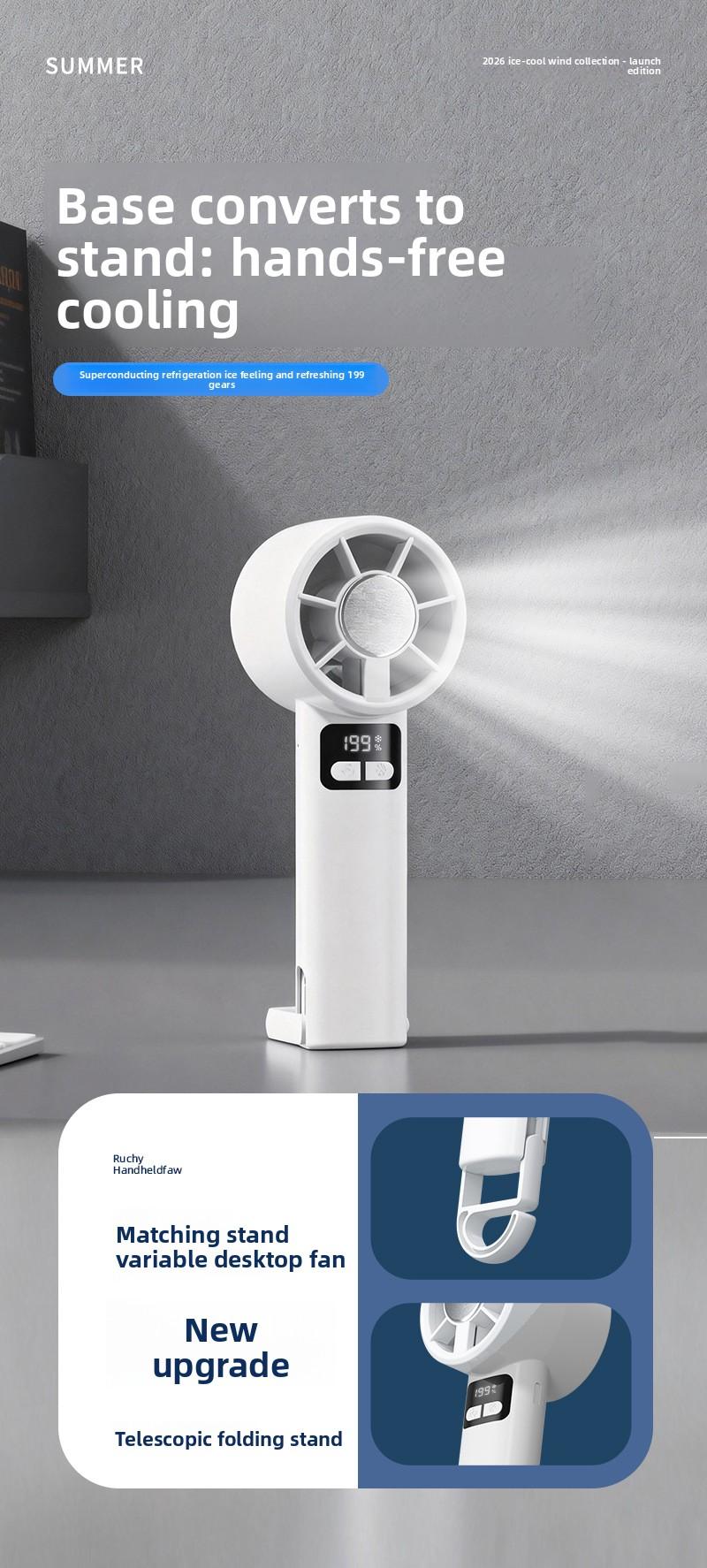 New USB Handheld Fan, Semiconductor Cooling Fan, Five-Speed High-Speed Turbo Fan