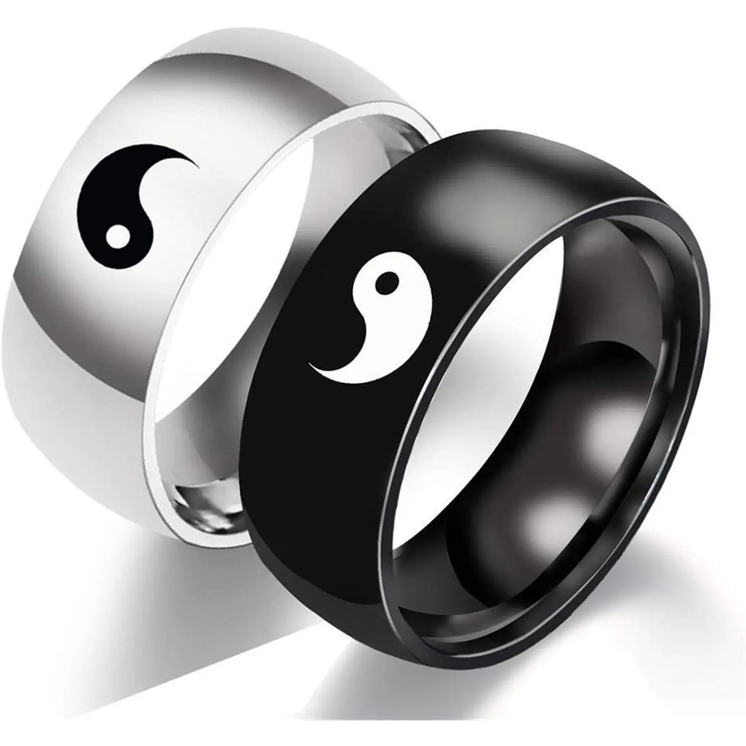 2 count Yin Yang Designed Cople Ring Matching Yin Yang Dainty Tai  Engagement Ring for Men Women Lover Friendship
