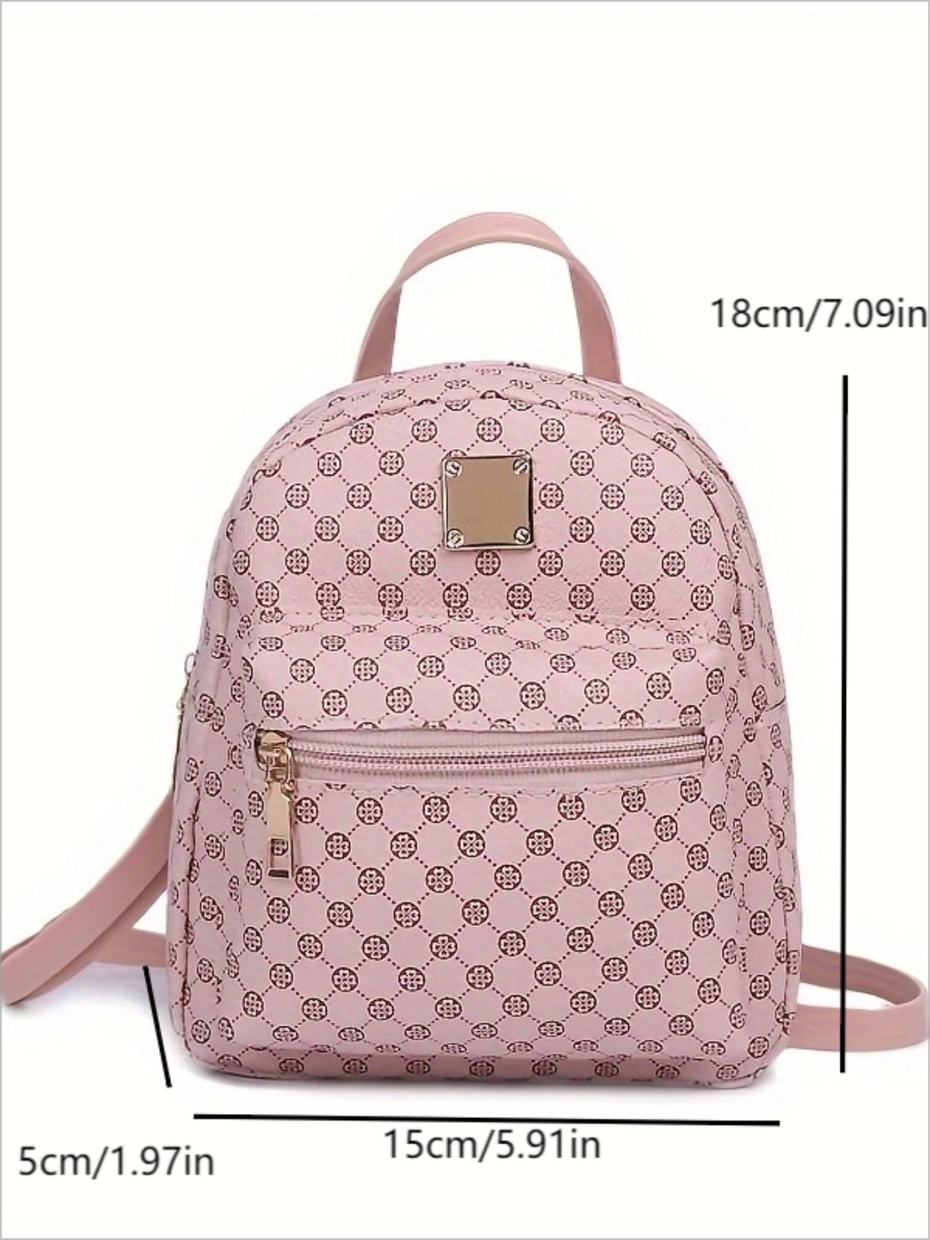 Mini Fashion All over Print Pu Leather Backpack, Casual Versatile Zipper Backpack for Women, Commuter School Book Bag for Students Travel