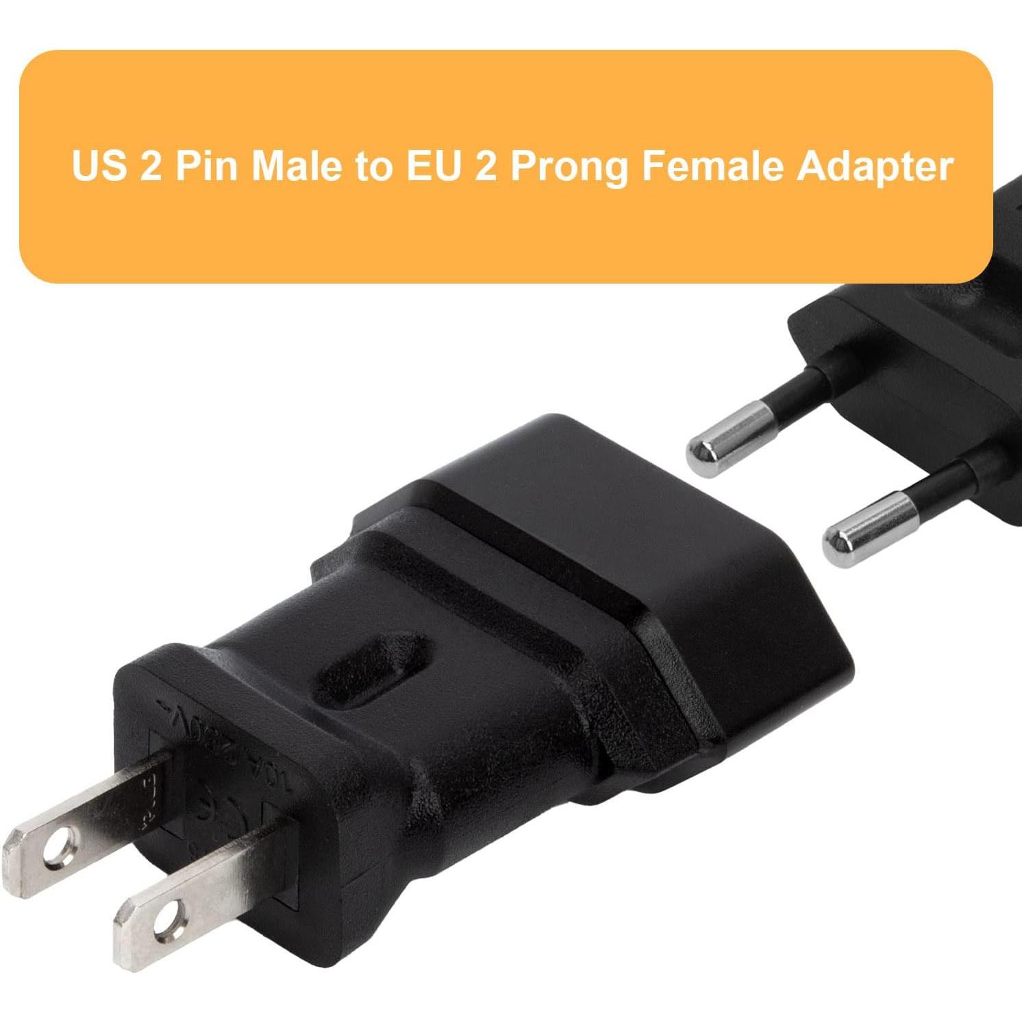 2Pack EU to  Plug Adapter,   to  Plug Adaptor, European to  Plug Adapter, 220V to 110V Plug Pin Converter, Travel Adapters European to , , Mexico, Type A,