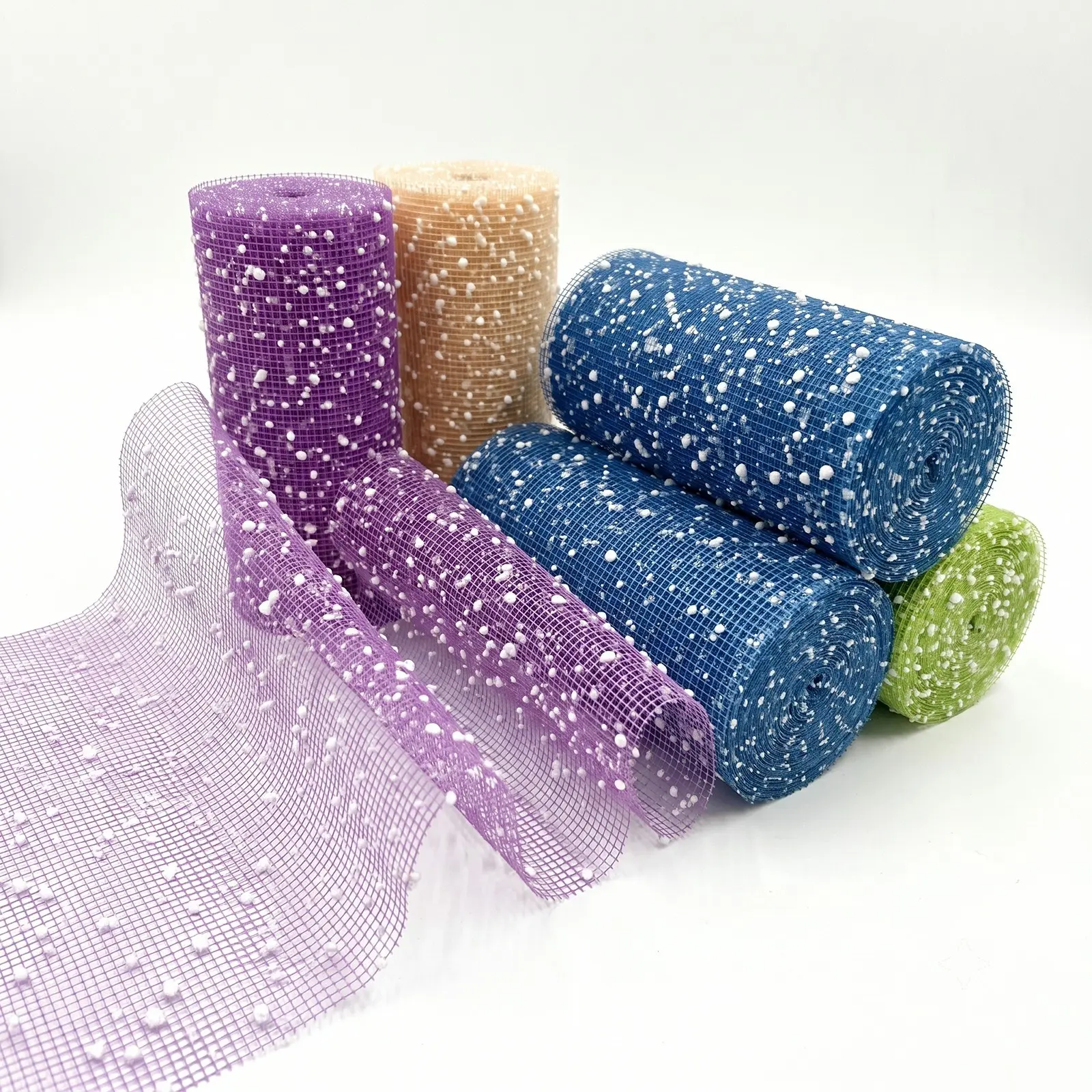 Single Roll Snowflake Mesh Fabric, 5.9 Inch Wide, 39.37 Inch Long, Ideal for Flower Bouquet Wrapping, Gift Decoration, DIY Crafts