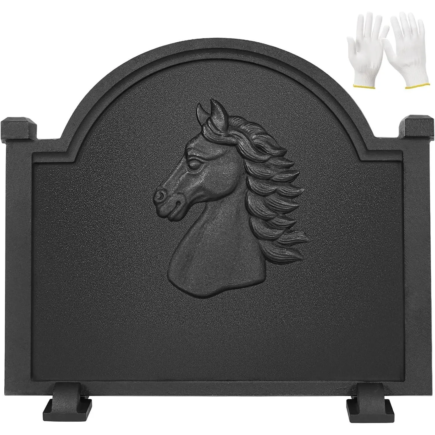 Fireplace Back Plates - Firebacks for Fireplace 20 inch with Feet | Cast Iron Fireplace Heat Deflector Wall Protection | Fire Backs for Kitchen Backsplash Decorative Horse Design