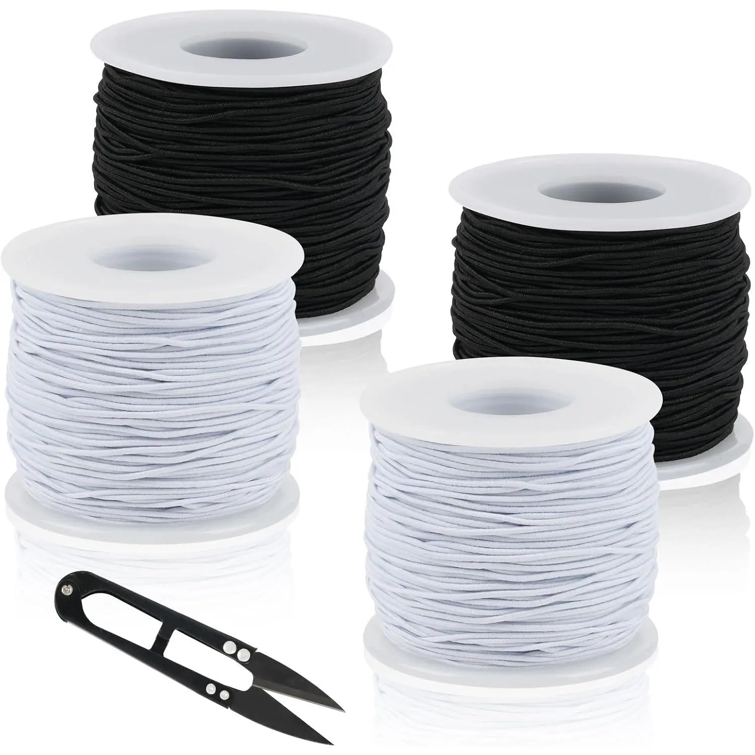 4 Rolls Elastic String for Bracelets, 1 MM 660  Stretchy Bracelet String, Sturdy Elastic Cord for Craft Necklace  Making (2 Black + 2 White)
