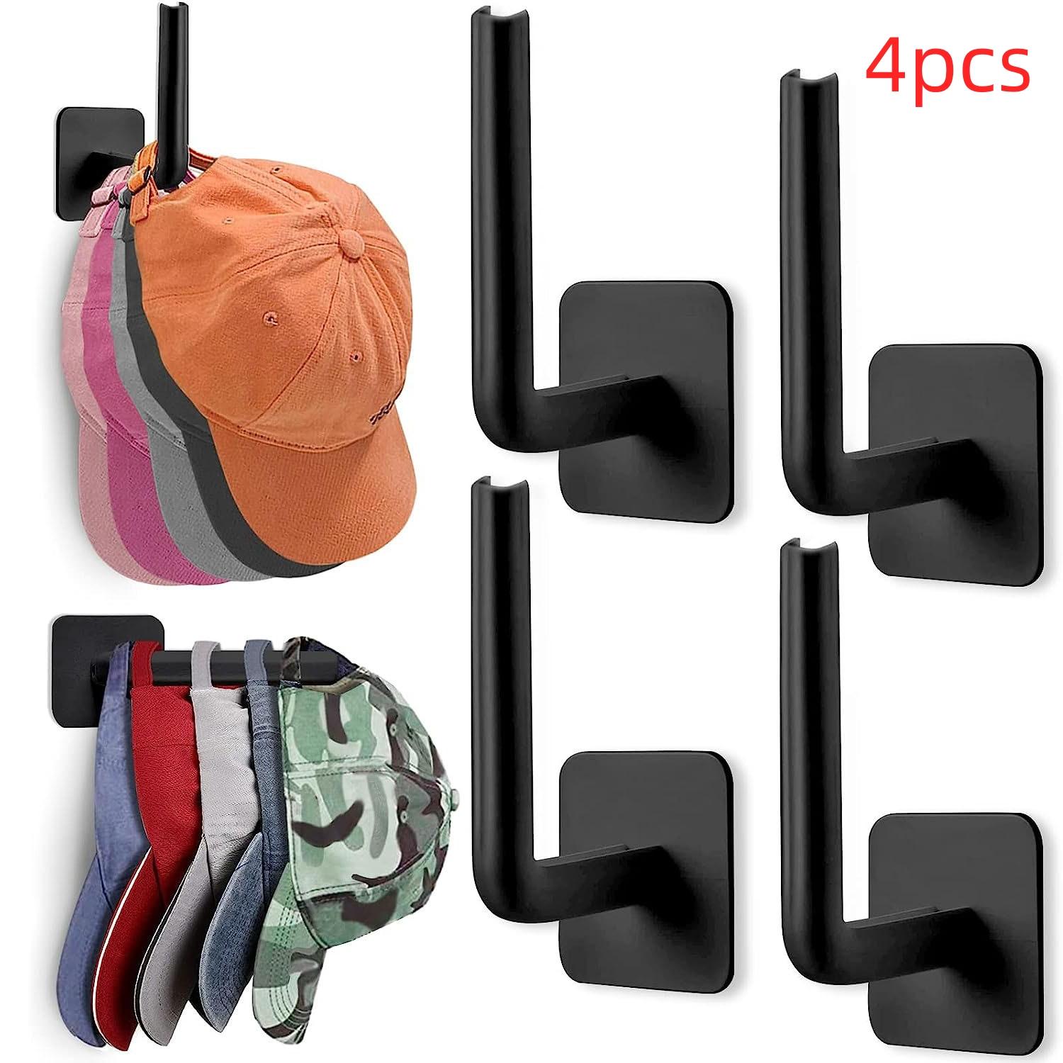 Wall Mounted Hat Hooks, Hanging Hook, 4 Counts L-shaped Hat Storage Hooks, Summer Essentials Hat Hanger for Home Closet