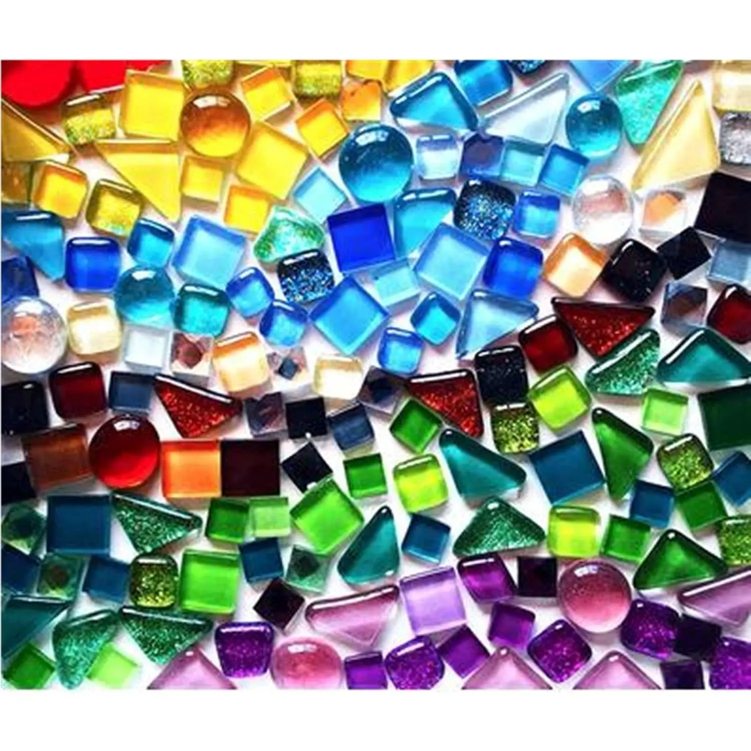 500g Irregular Tiny Crystal Mosaic Tiles, 0.4x0.4 Inch Glue Down Pieces for DIY Art Projects, Children Handmade Crafts, Bathroom Kitchen Home Decoration, Mixed Color SeriesGift