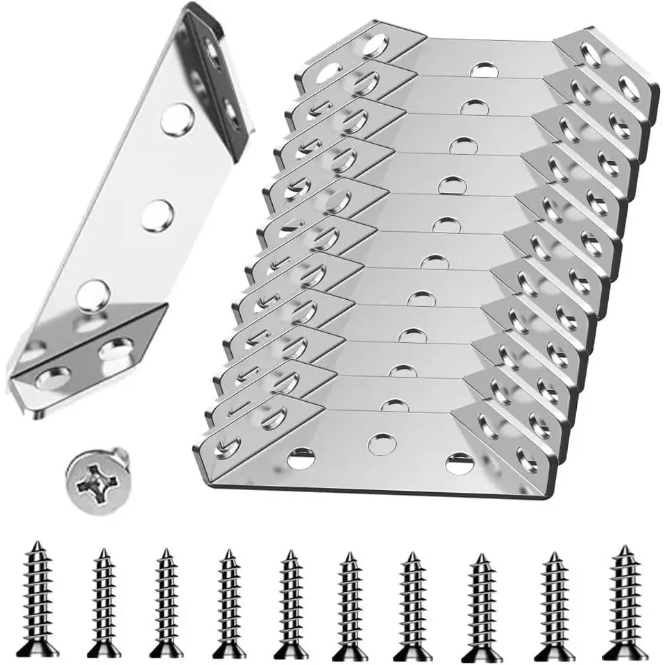 L Brackets for  - 12 count Corner Brackets  Stainless Steel Furniture Corner Connector, Metal Angle Bracket Corner Braces for , Small L Bracket for Shelves, Cabinet,Drawer,Chair,Table