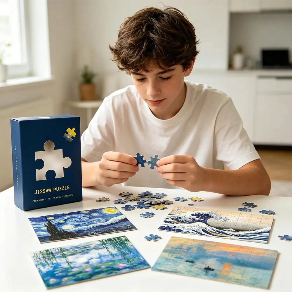 Small Jigsaw Puzzles for Adults Challenging Puzzle Small Puzzles Mini Jigsaw Puzzles 4 IN 1 600pcs Micro Tiny Puzzle Van Gogh Art Puzzles Travel Puzzle