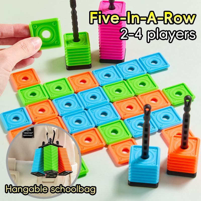 Portable Five-in-a-Row Game, 1 Box Colorful Family Board Games, Interactive Party Entertainment Toy for Family Party Gathering