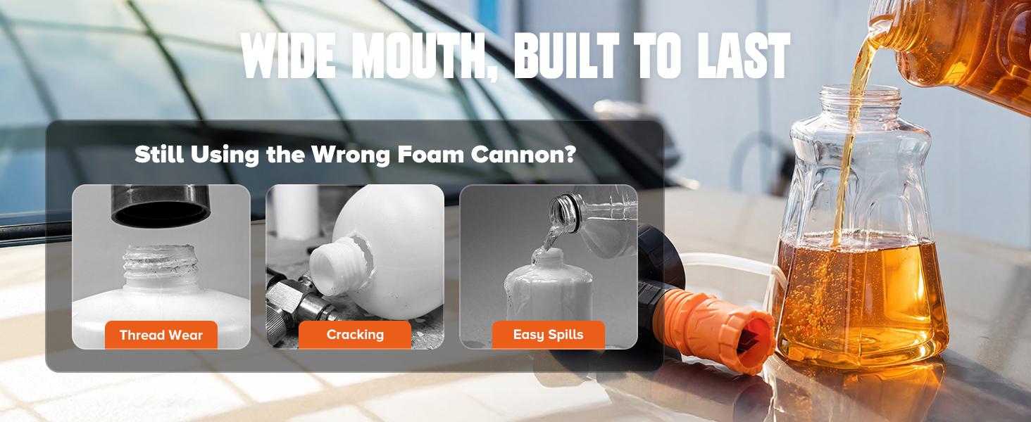 Foam Cannon for Pressure Washer, Foam Blaster with 1/4 Inch Quick Connector 1L Bottle Adjustable Snow Foam Lance and Thick Foam for Safe Washing Car/Motorcycles