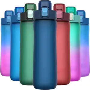 20oz Plastic Water Bottle Dishwasher Safe, Leakproof Flip-Top Lid, BPA Free Tritan, Wide Mouth Reusable Kids Water Bottle  School Hiking Commuting Outdoor Travel and Gym