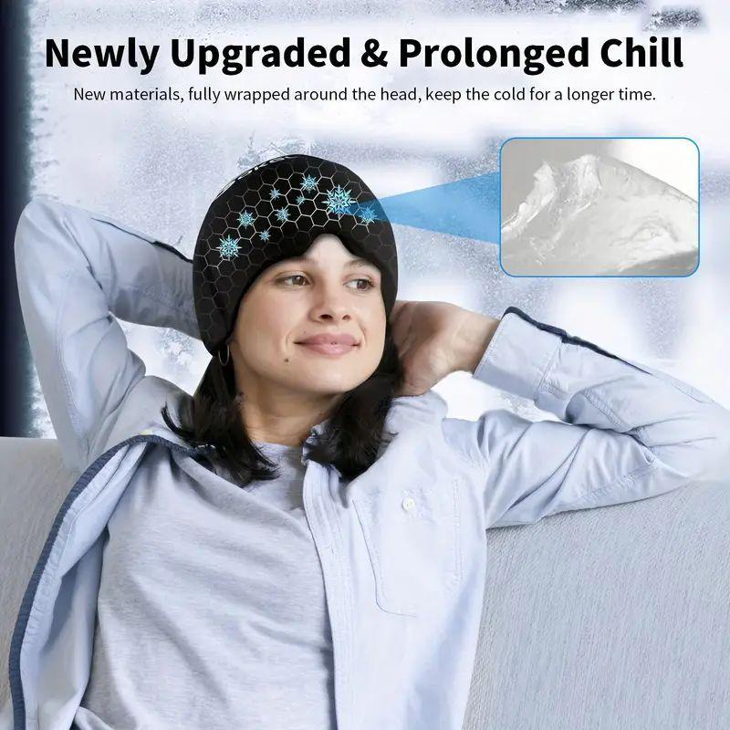 Cold Compress Gel Ice Hat, 1 Count Wearable Cold Pack Head Wrap, Reusable Hot & Cold Eye Mask, Elastic Face & Head Cold Compress Cover, Soft Design for All Skin Types