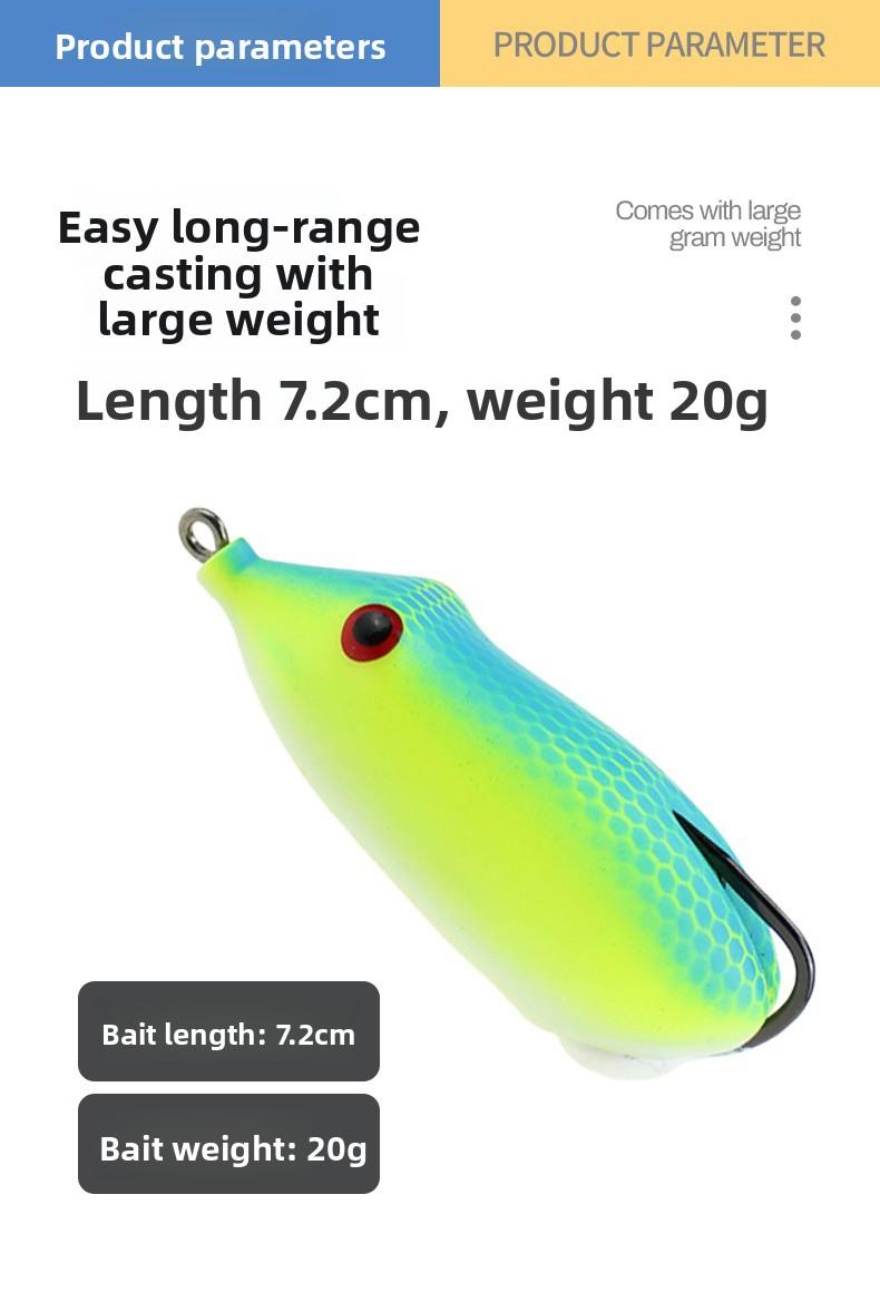 Topwater Frog Lure Single Hook Weedless Fishing Lure for Snakehead Bass Long Cast Floating Frog Lure Heavy Grass Freshwater Fishing Tackle