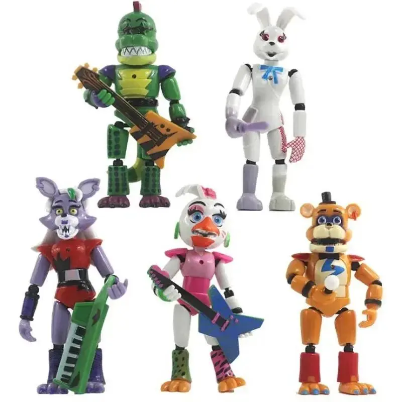 5Pcs/set Security Breach Series Bonnie Bear Action Figure Luminous Detachable Joint Freddy Pvc Model Toys