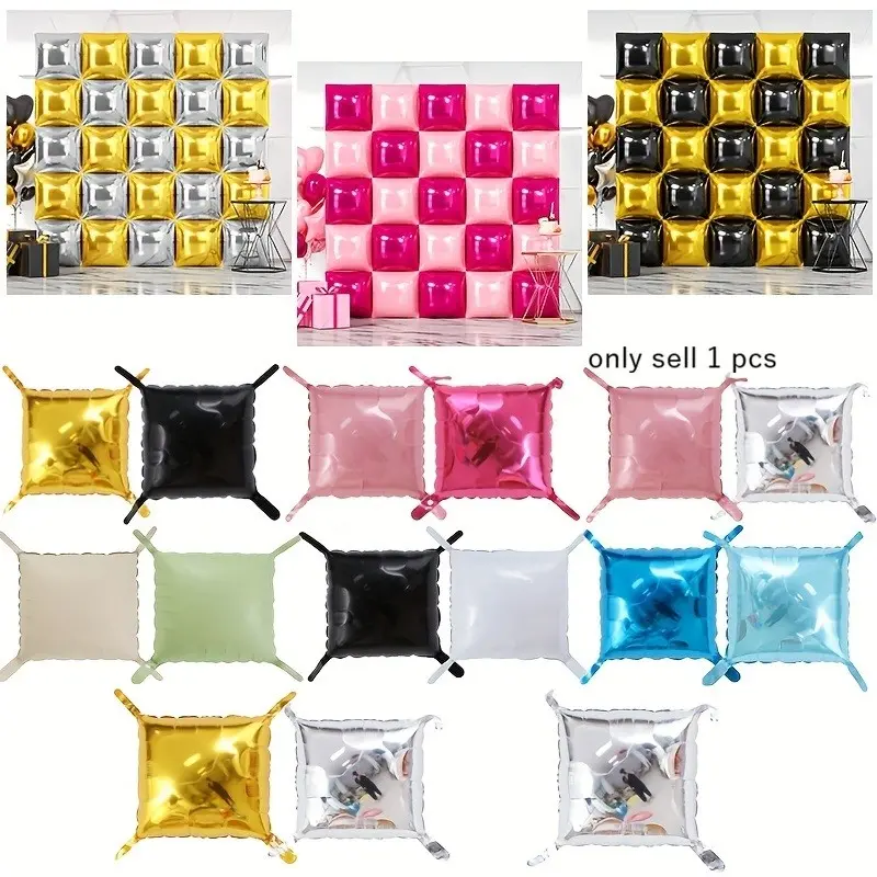 1PCS Double-Sided Color Mixed Square Aluminum Foil Balloon, Perfect for New Year Birthday Party Decorations, Ideal for Event Setup
