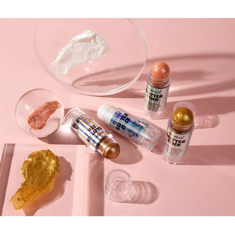 MLSMILE Glitter Stick - Multi-Use Highlighter for Face & Body, Long-Lasting Moisturizing Formula, 4 Color Options, Viral Luminous Makeup Bronzer Blend, 11g - 01# - Cosmetic
