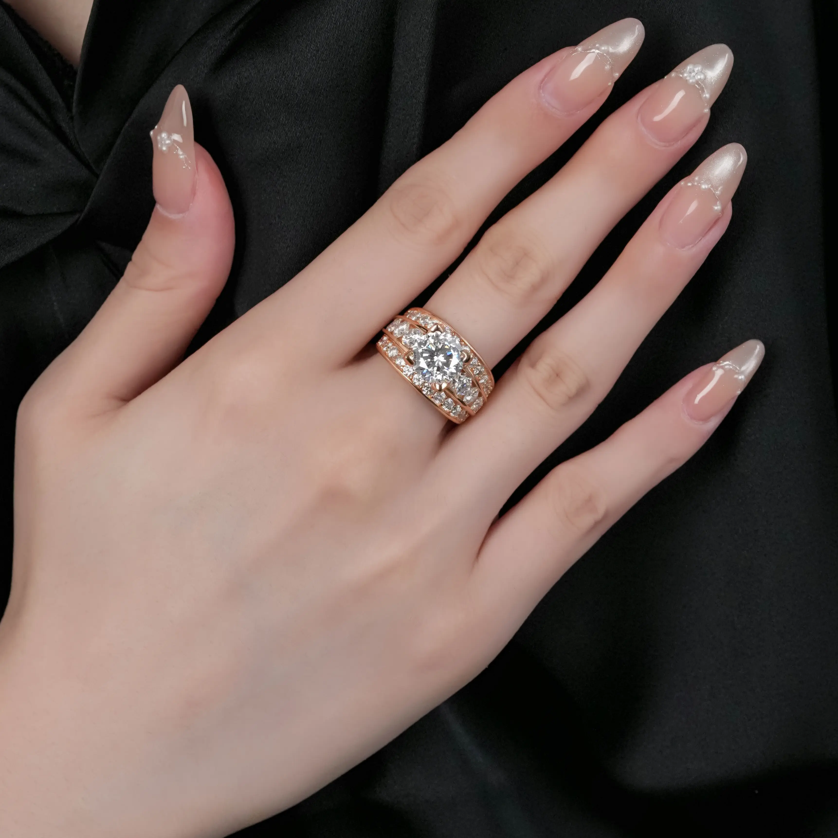 【7.4】3CT Magnificent Palace Ring Full Moissanitevvs Synthetic Moissanite Rings in 925 Sterling Silver