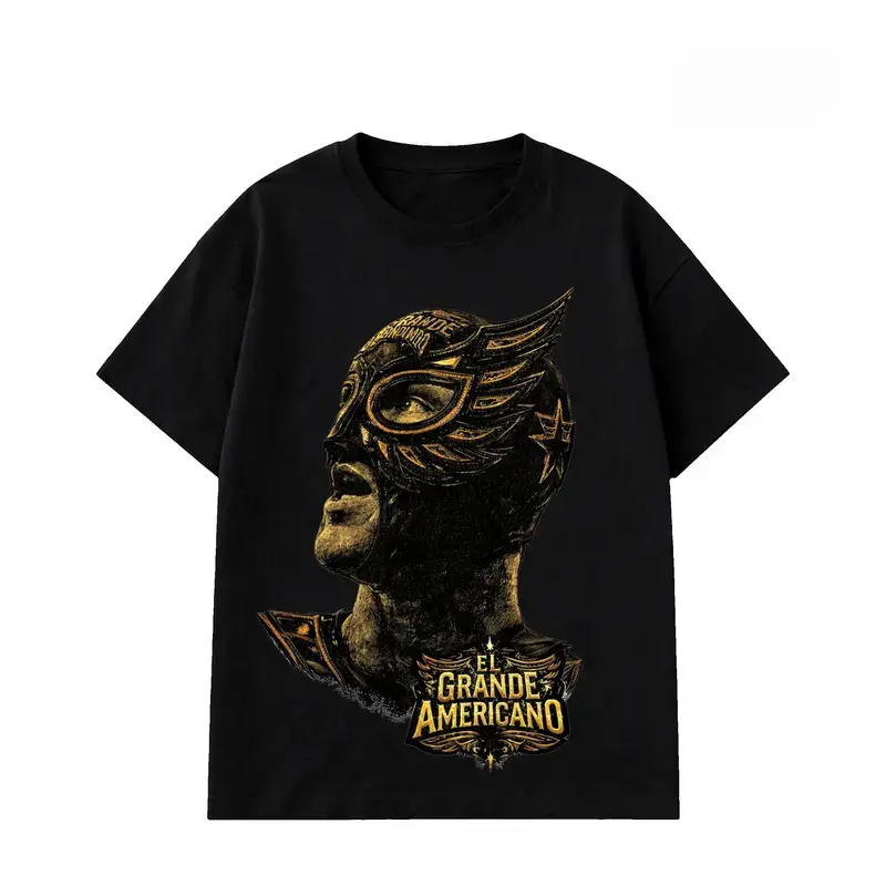 Rey Mysterio El Grande Americano Lucha Mask Graphic T Shirt Unisex Crew Neck Short Sleeve Vintage Wrestling Streetwear Apparel Gift For Wrestling Fans