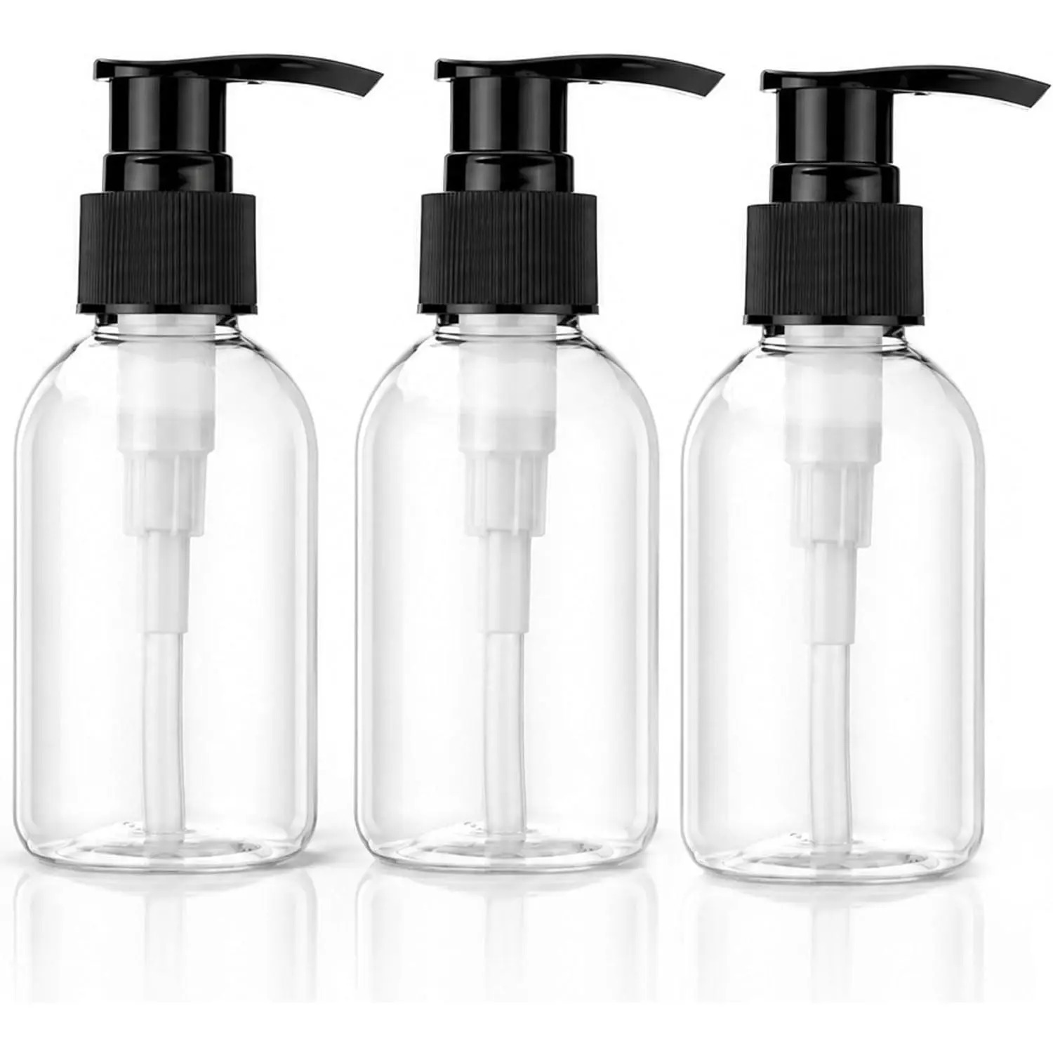 3 Pack 3.4oz (100ml) Empty Pump Bottles  Clear Lotion Dispensers | Refillable Plastic Bottles Leakproof Containers for Essential Oil Soap Lotion Shampoo
