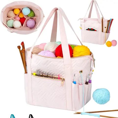 Crochet Bag Organizer, Portable Travel Case for Dk Weight Yarn Balls, Crochet Hooks & Knitting Needles Holder, Bag Accessories