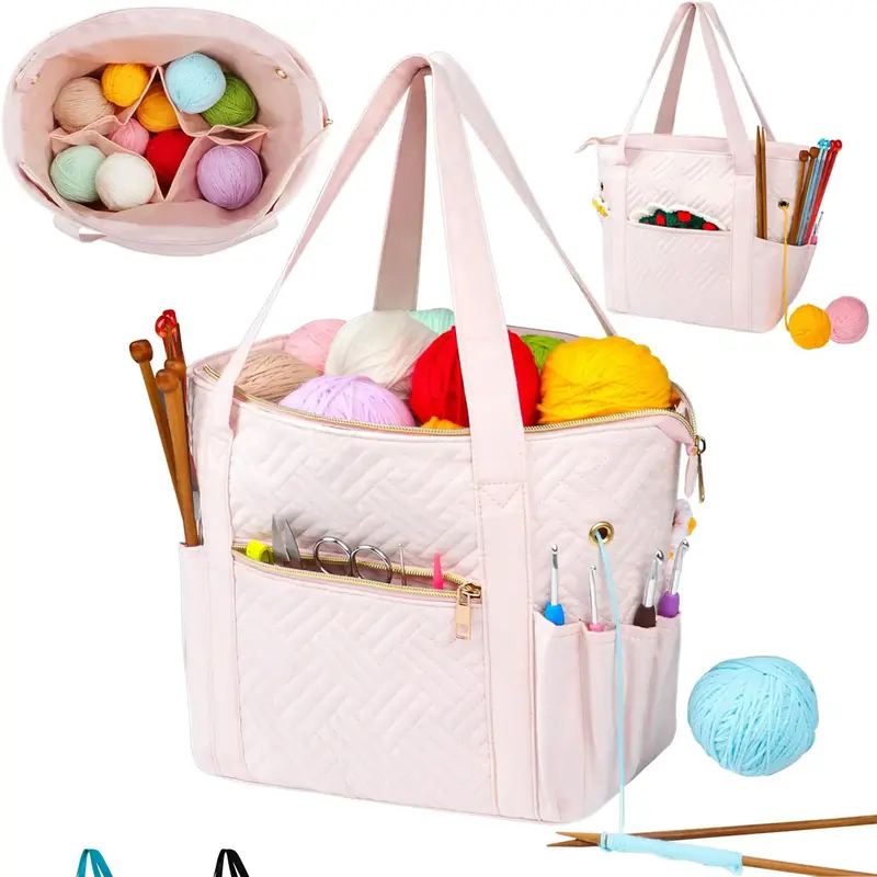 Crochet Bag Organizer, Portable Travel Case for Dk Weight Yarn Balls, Crochet Hooks & Knitting Needles Holder, Bag Accessories