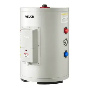 VEVOR 6 Gallon Electric Tank Water Heater, 1600W Point-of-Use Hot Water Heater with LED Display, Knob Control, Top Outlet, 120V Storage Design with TP Valve for Studio Apartments, RVs, Gray