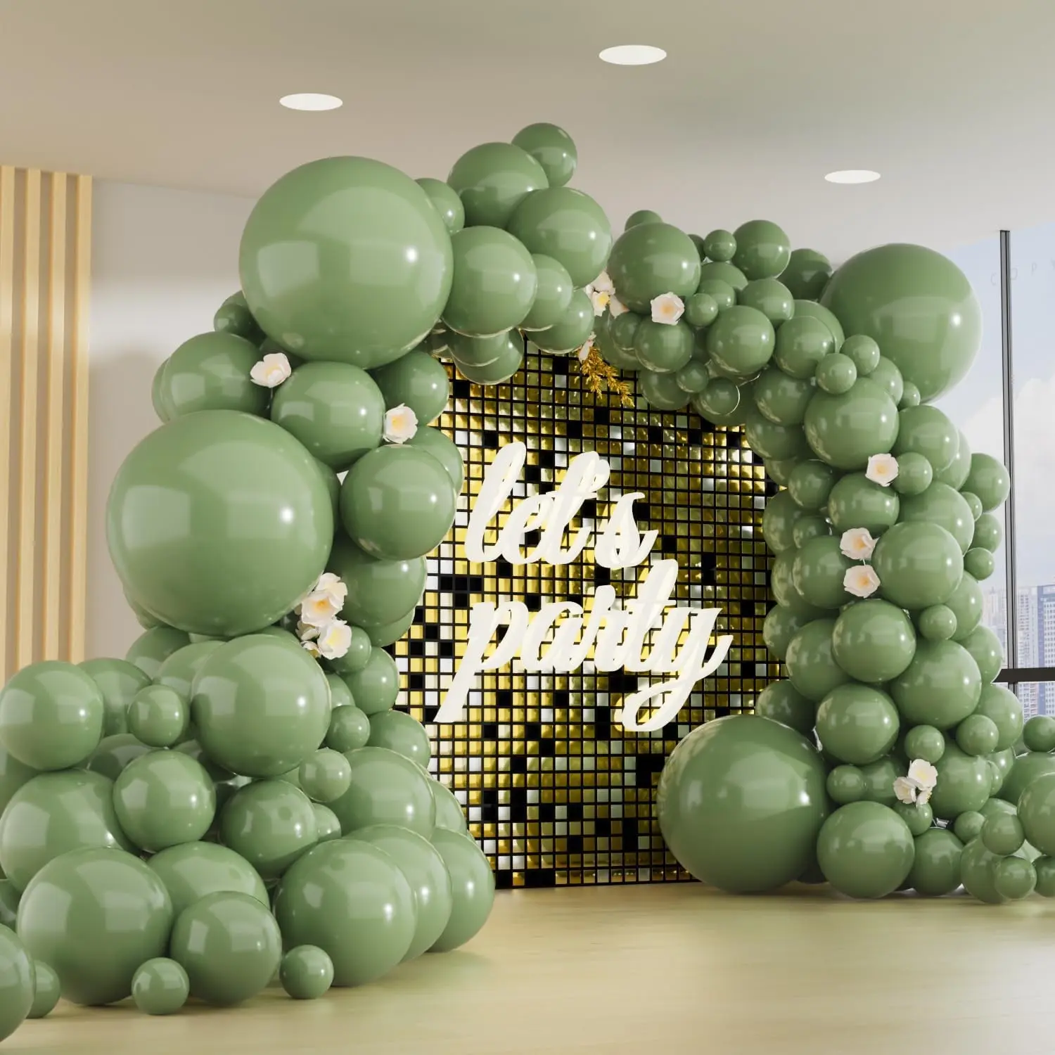 150pcs Sage Green Balloon Garland Arch Kit, 18/12/10/5 Inch Latex Balloons with 2 Ribbons for Birthday, Dinosaur Baby Shower, Jungle Forest Theme Party DecorationsGift