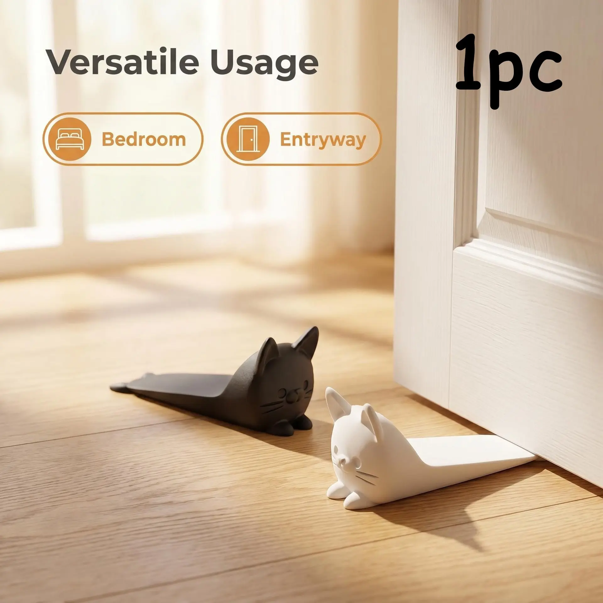 Cartoon Cat Shape Non-Slip Door Stopper Decor, 3D Printed Cute Cat Door Wedge, Home Entrance Practical Soft Furnishing Ornament