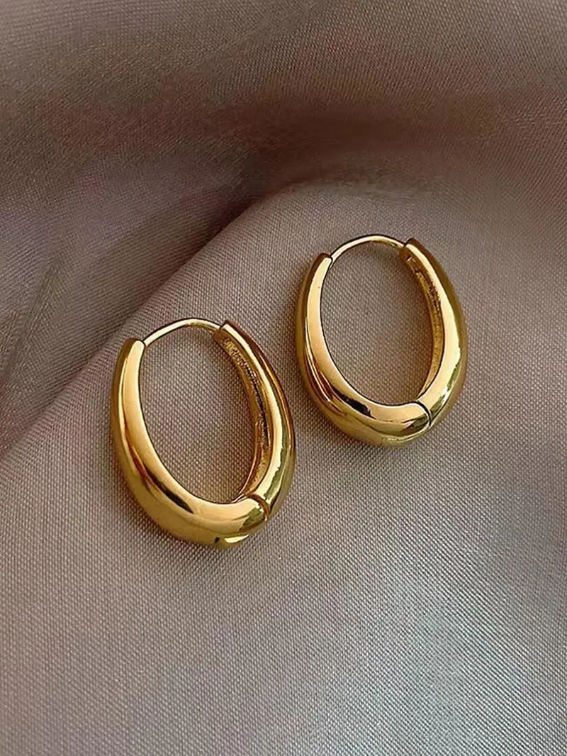 5 Pairs Vintage Elegant High-End Simple Fashion Metal Texture Geometric Design Women's Daily Commute Earrings Set, Stylish Ear Cuffs