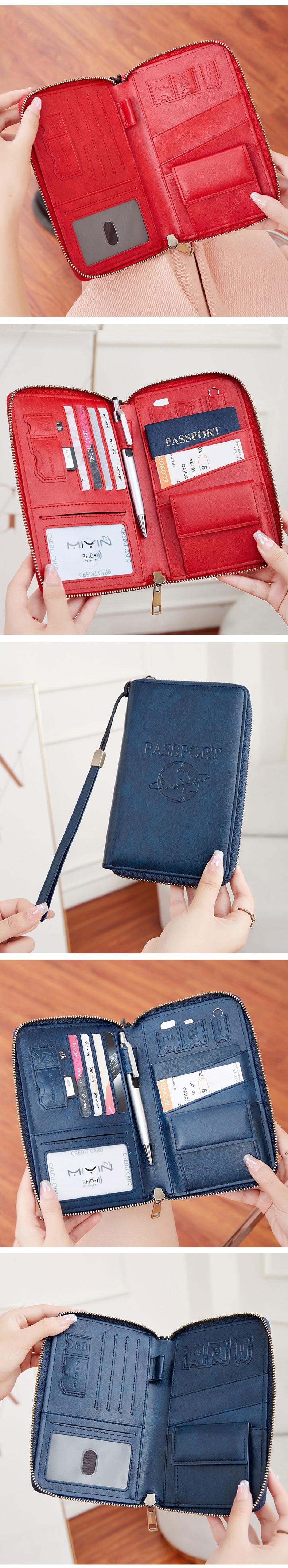 Multi functional passport organizer, family passport wallet, Passport Cover, RFID shielded travel document organizer, large capacity handbag with pen holder, ideal choice for safe travel