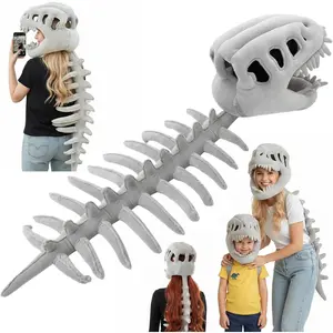 Realistic Spinosaurus Skull Mask Plush Dinosaur Hood Costume for Halloween Cosplay Party