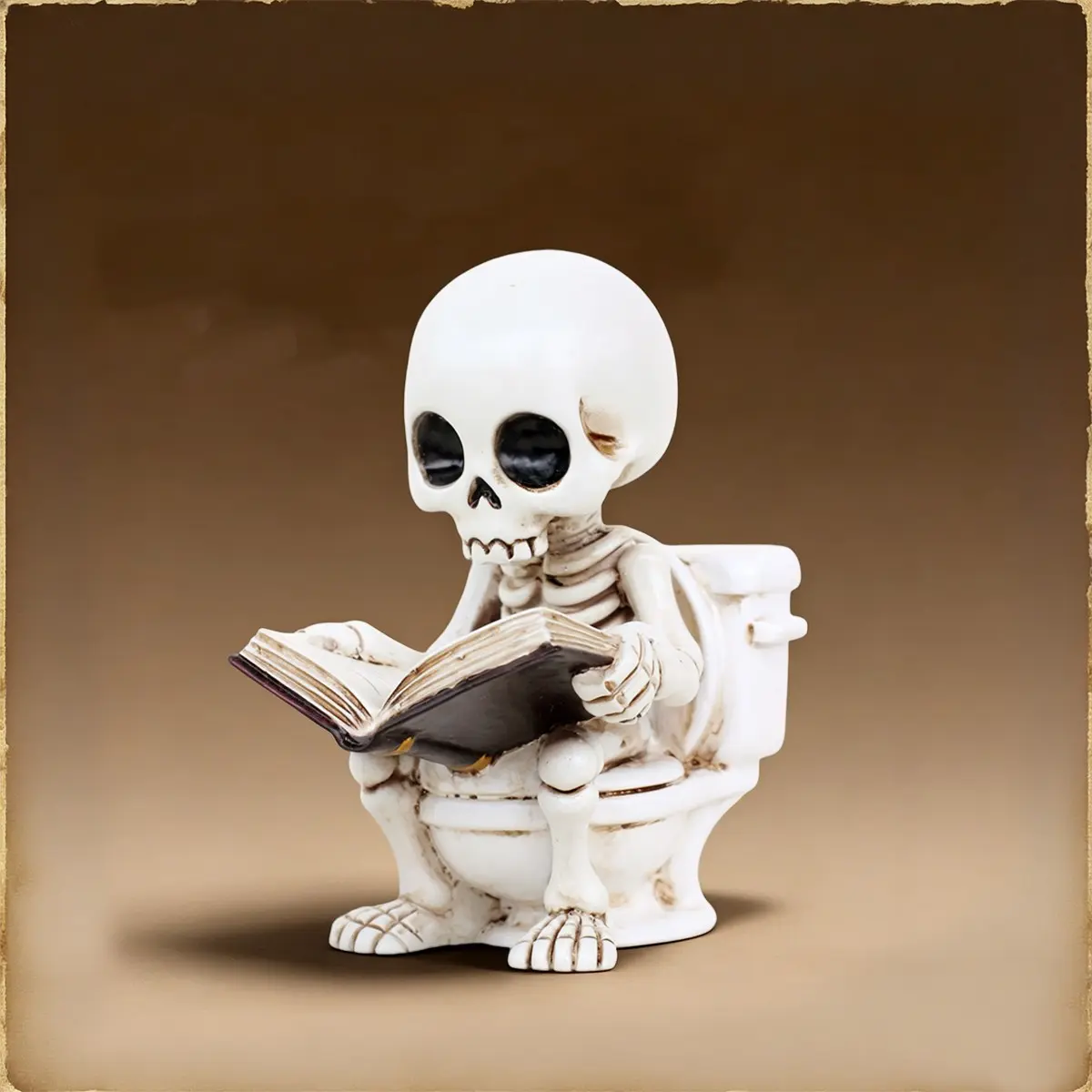 Gothic Skull Toilet Reader Figurine, Resin Sculptures, Skeleton Reading While Sitting on the Toilet, Fun Prank Humorous Skull Desk/bathroom Decor, Unique Gift for Book Lovers and Halloween Enthusiasts