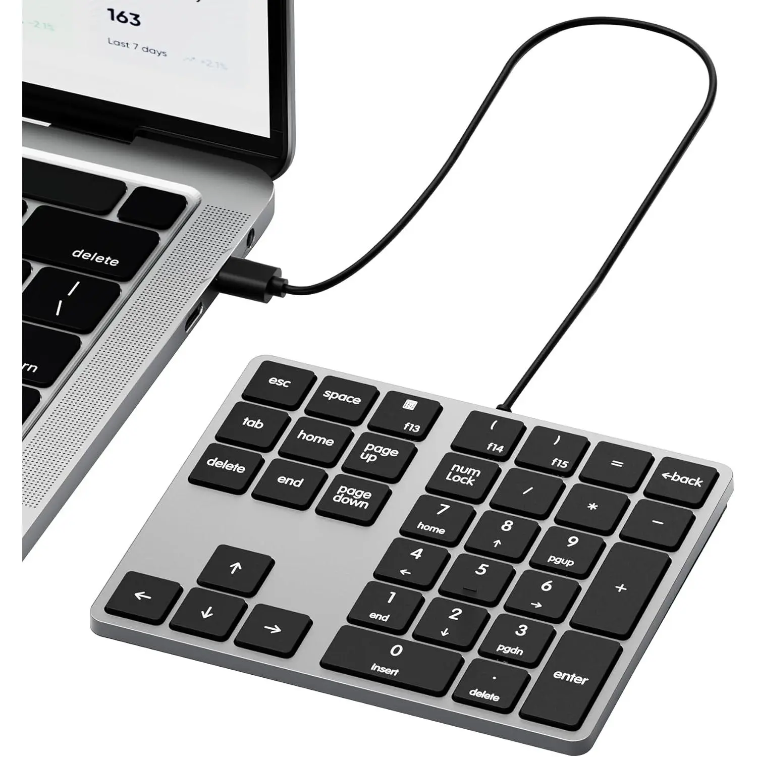 KN300 Wired USB-C Number Pad for Laptop, 34-Key Type-C Numeric Keypad, Portable 10 Key USB Keypad for MacBook, Tablets, , iOS, Android, Windows PC