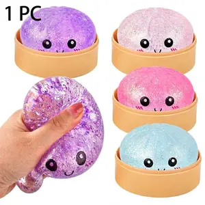 New Maltose Gold Powder Emoji Baozi Stress Relief Toy, Soft Sensory Toy with Steamer,  Cute Desk Decor for Stress Relief & Touch Training