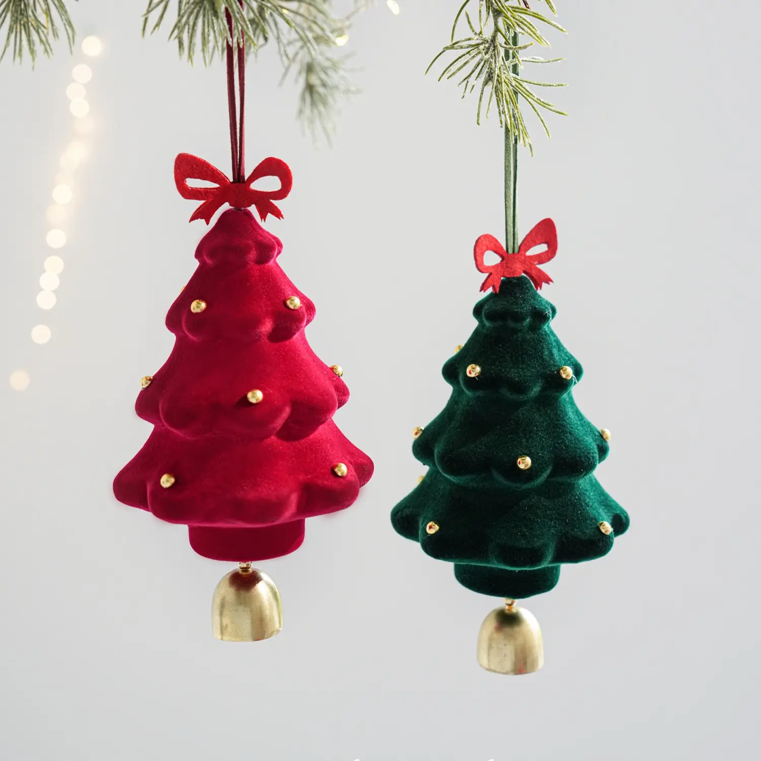 Festive Christmas Tree Bell Ornament, Plush Foam Window Decor, Colors, Door Wall Hanging Scene Decoration
