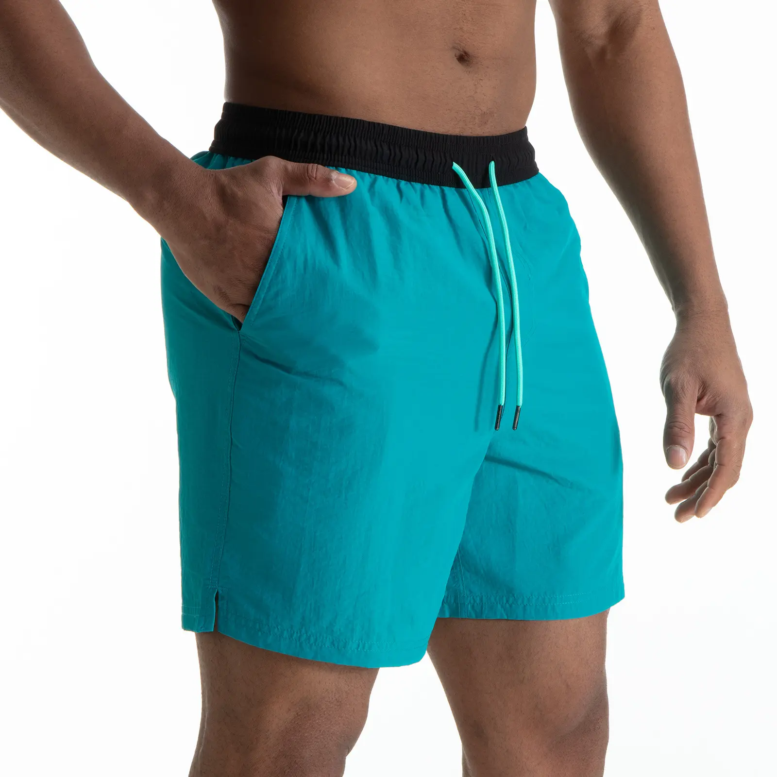 Men's Hawaiian-style swim trunks, waterproof and quick-drying casual shorts, surf shorts with hidden back pocket zipper, mesh-lined swimwear, beach shorts with pocket design.
