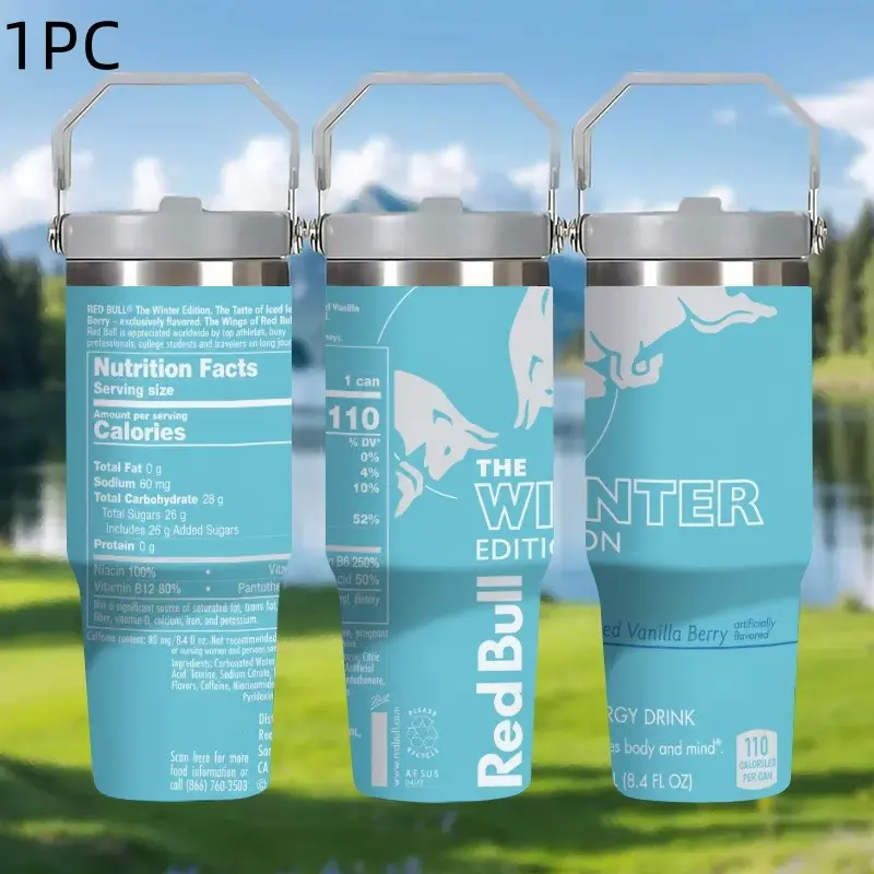 1pc 30oz 900ML Red Bull stainless steel insulated cup, Vacuum Insulated, can only be hand washed，Suitable for hiking, office, travel, picnic, camping. It is the perfect gift for Father's Day, Christmas, Valentine's Day, Mother's Day and Halloween